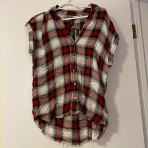 Hot Topic | Distressed Plaid Button Down